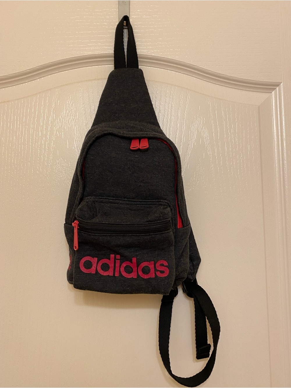 Adidas crossbody sling bag charcoal gray and pink Like New!